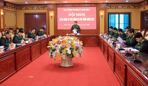 Ban Thường vụ Đảng ủy Quân khu 2 kiểm điểm tự phê bình và phê bình năm 2022